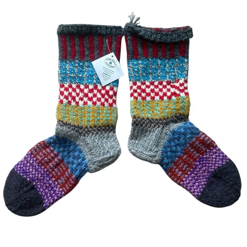 Yarn Point Knitters Newfoundland 100% Wool Handmade Knit Crochet Socks Adult